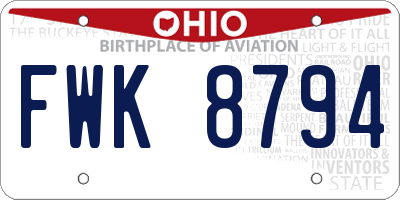 OH license plate FWK8794