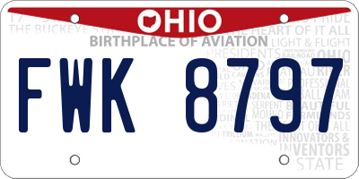 OH license plate FWK8797