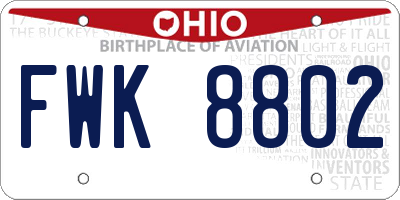 OH license plate FWK8802