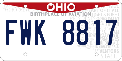 OH license plate FWK8817
