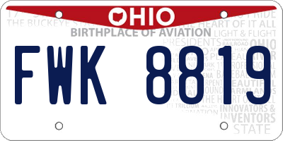 OH license plate FWK8819