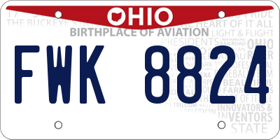 OH license plate FWK8824