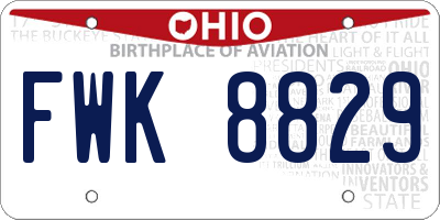 OH license plate FWK8829