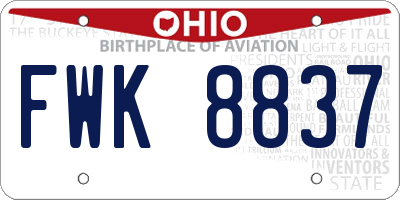 OH license plate FWK8837