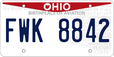 OH license plate FWK8842