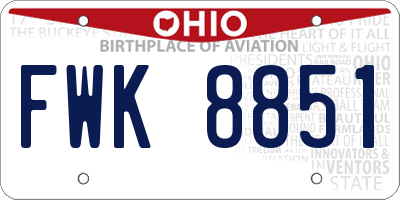 OH license plate FWK8851