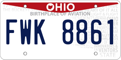 OH license plate FWK8861