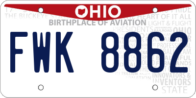 OH license plate FWK8862