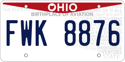 OH license plate FWK8876