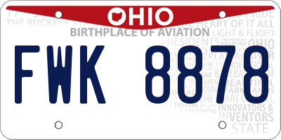 OH license plate FWK8878