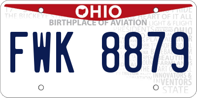 OH license plate FWK8879