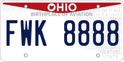 OH license plate FWK8888