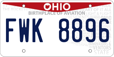 OH license plate FWK8896