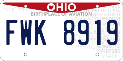 OH license plate FWK8919
