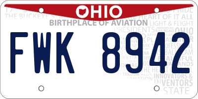 OH license plate FWK8942