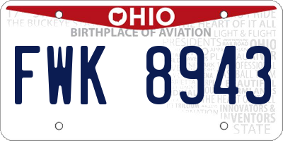 OH license plate FWK8943
