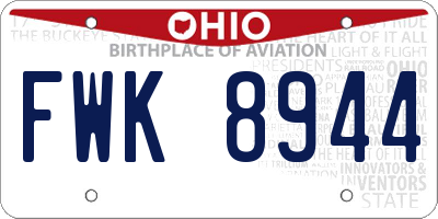 OH license plate FWK8944
