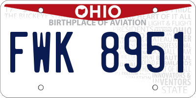 OH license plate FWK8951