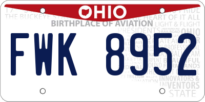 OH license plate FWK8952