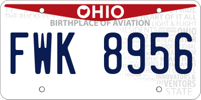 OH license plate FWK8956