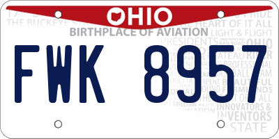OH license plate FWK8957
