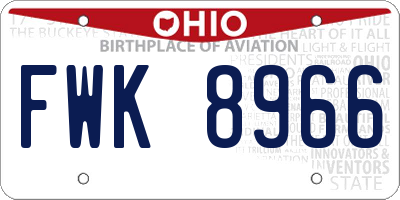 OH license plate FWK8966