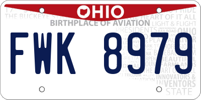 OH license plate FWK8979