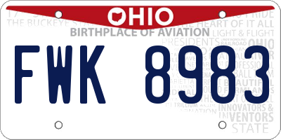 OH license plate FWK8983