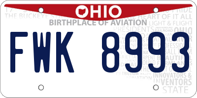 OH license plate FWK8993