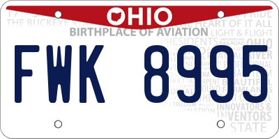 OH license plate FWK8995