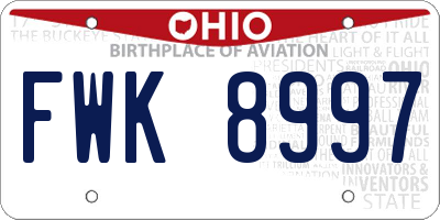 OH license plate FWK8997
