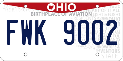 OH license plate FWK9002