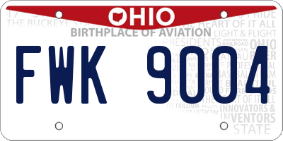 OH license plate FWK9004