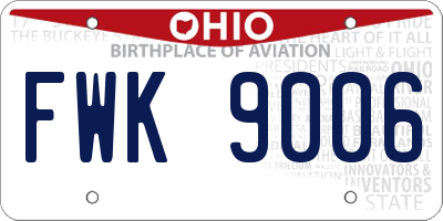 OH license plate FWK9006