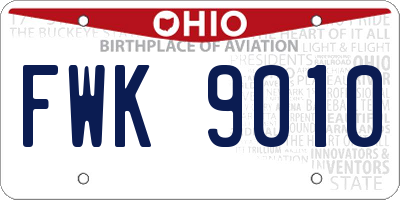OH license plate FWK9010
