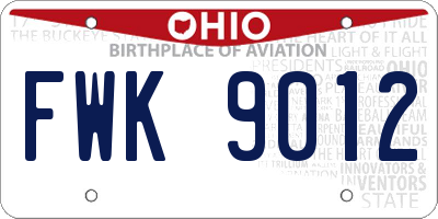 OH license plate FWK9012