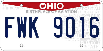 OH license plate FWK9016
