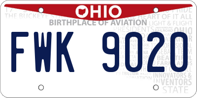 OH license plate FWK9020