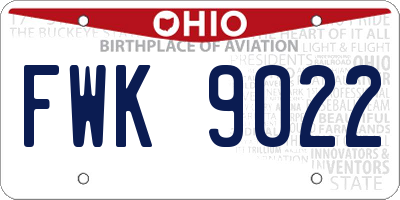 OH license plate FWK9022