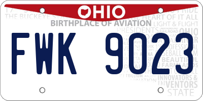 OH license plate FWK9023