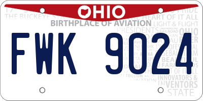 OH license plate FWK9024