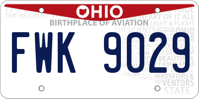 OH license plate FWK9029