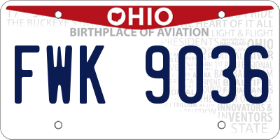 OH license plate FWK9036