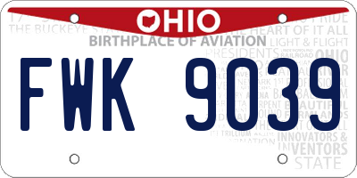 OH license plate FWK9039