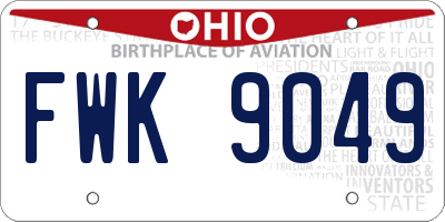 OH license plate FWK9049