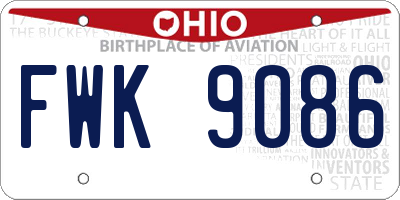 OH license plate FWK9086