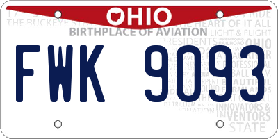 OH license plate FWK9093