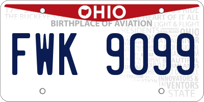 OH license plate FWK9099