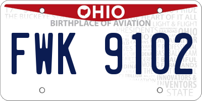 OH license plate FWK9102