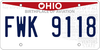 OH license plate FWK9118